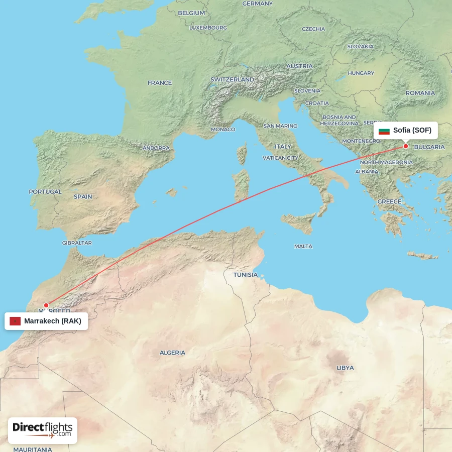 RAK - SOF route map