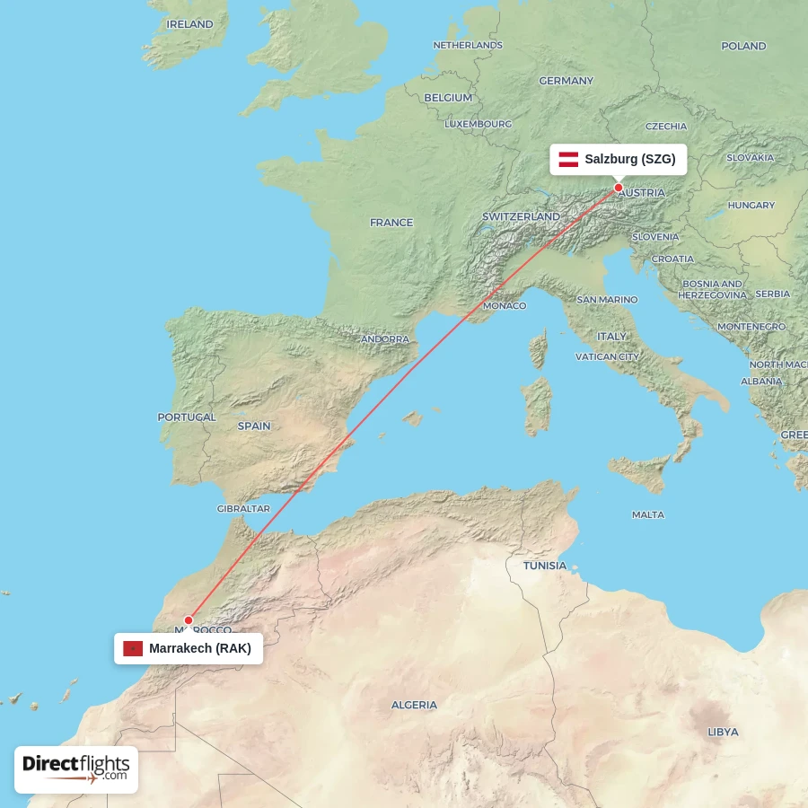 RAK - SZG route map