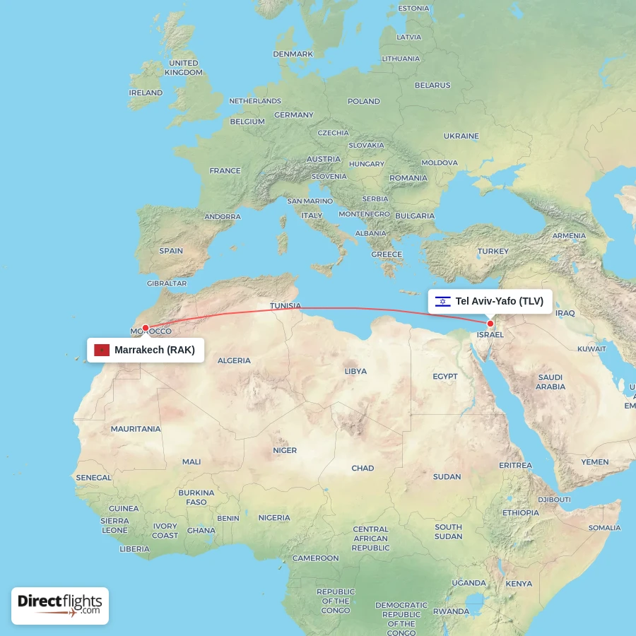 RAK - TLV route map