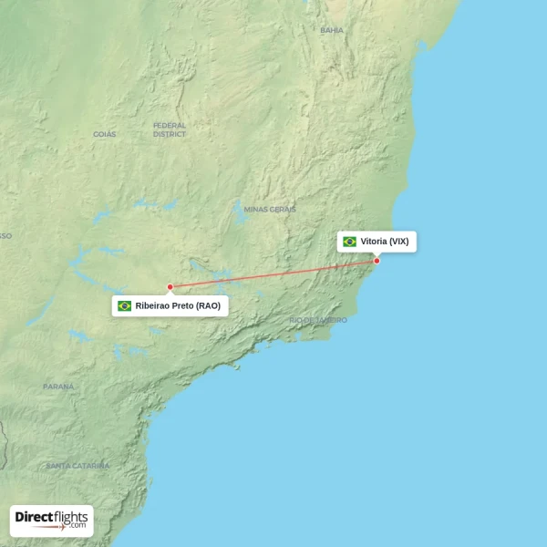 Ribeirao Preto - Vitoria direct flight map