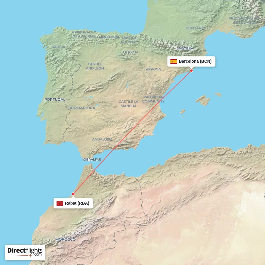 RBA - BCN route map