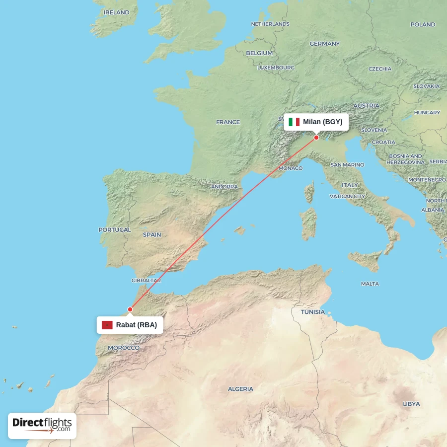 RBA - BGY route map