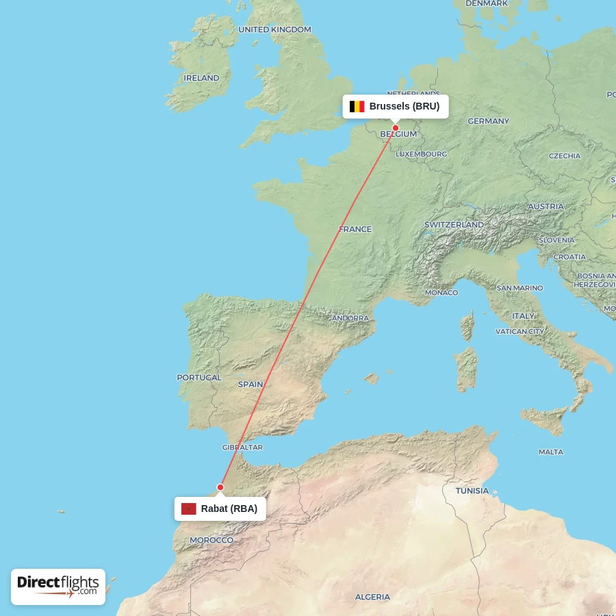 RBA - BRU route map