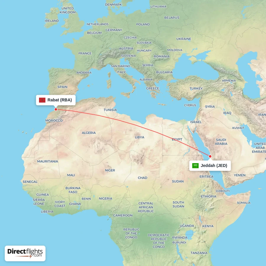 RBA - JED route map
