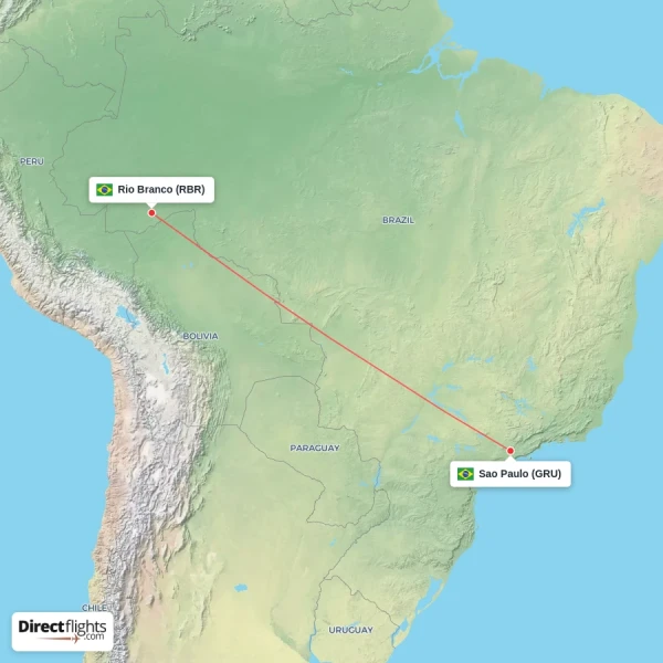 Rio Branco - Sao Paulo direct flight map