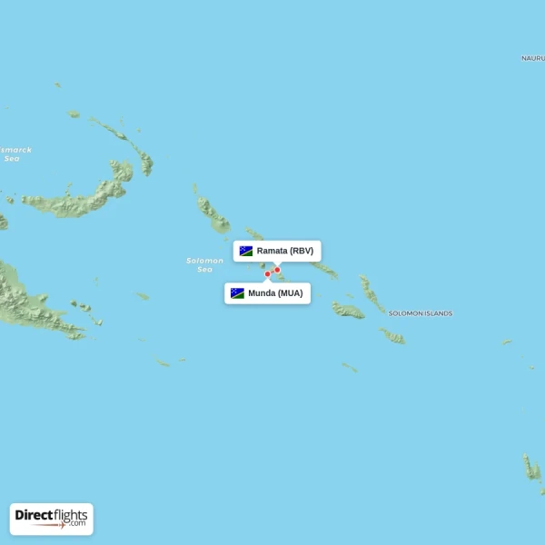 Ramata - Munda direct flight map
