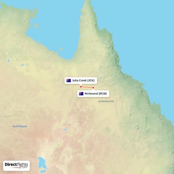 Richmond - Julia Creek direct flight map