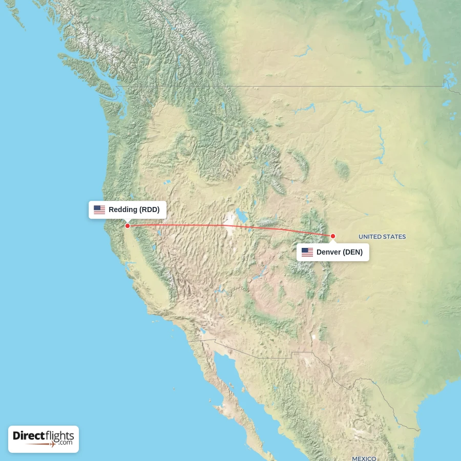 RDD - DEN route map