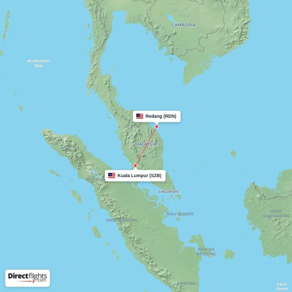 Redang - Kuala Lumpur direct flight map
