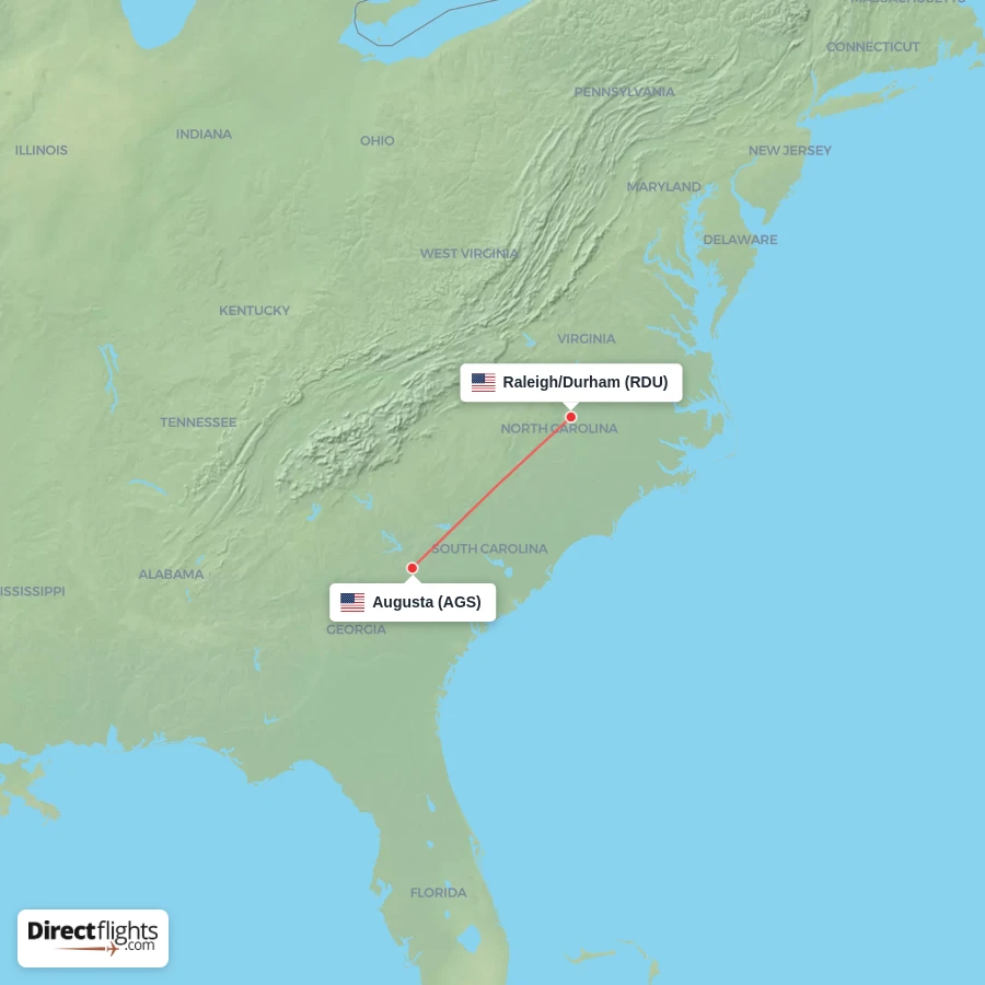 RDU - AGS route map