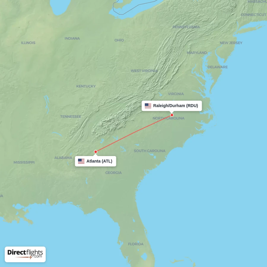 RDU - ATL route map