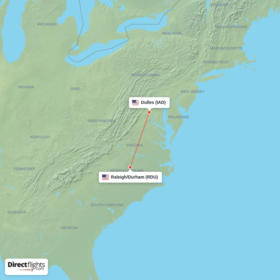 RDU - IAD route map