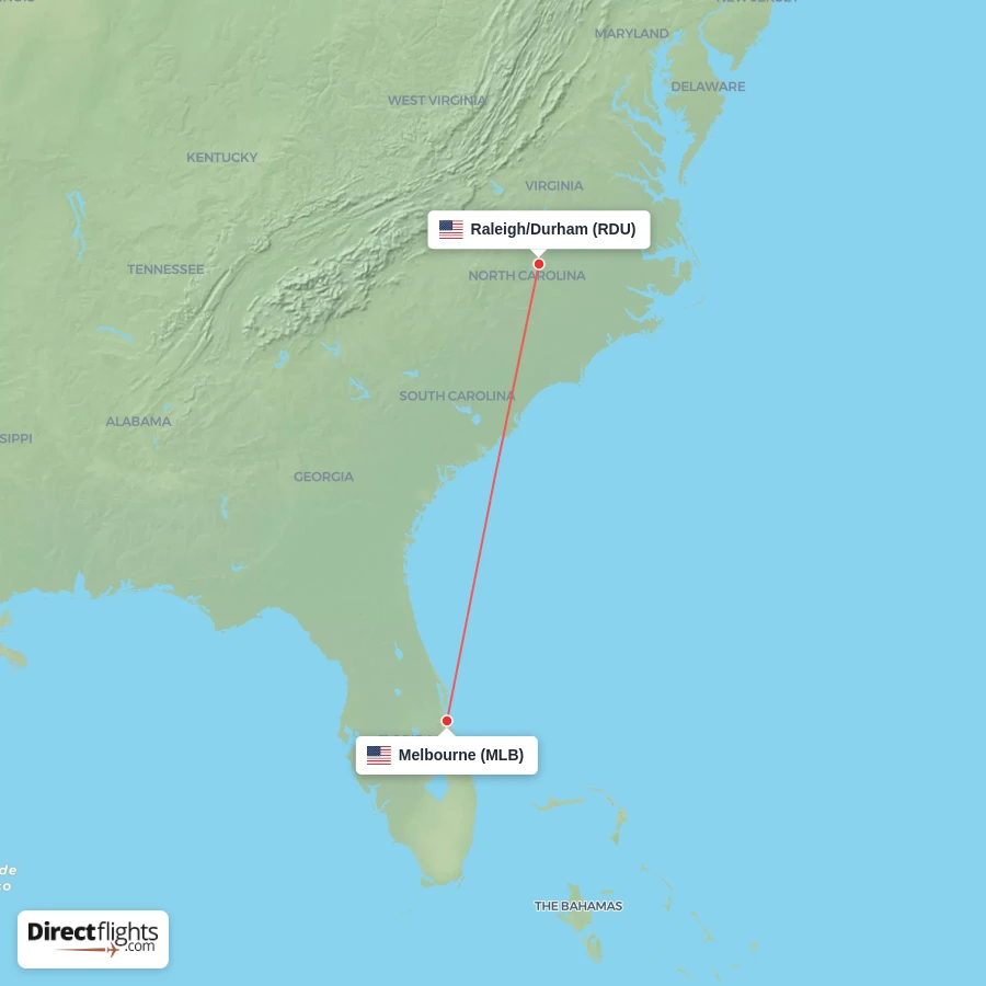 RDU - MLB route map