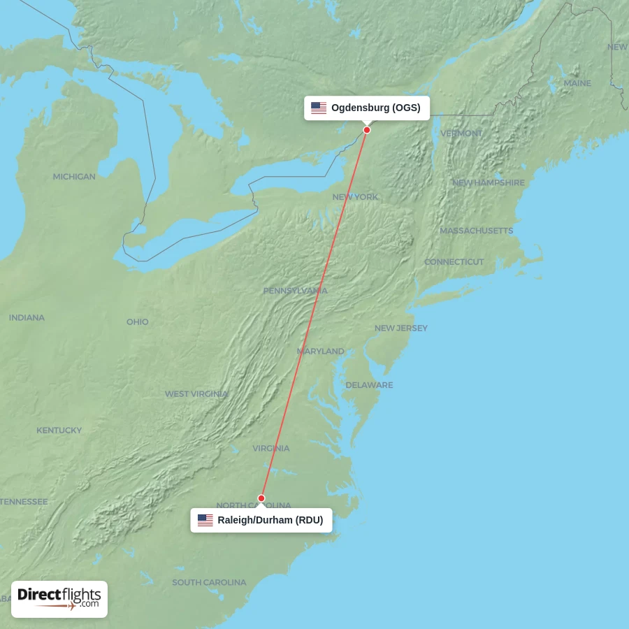 RDU - OGS route map