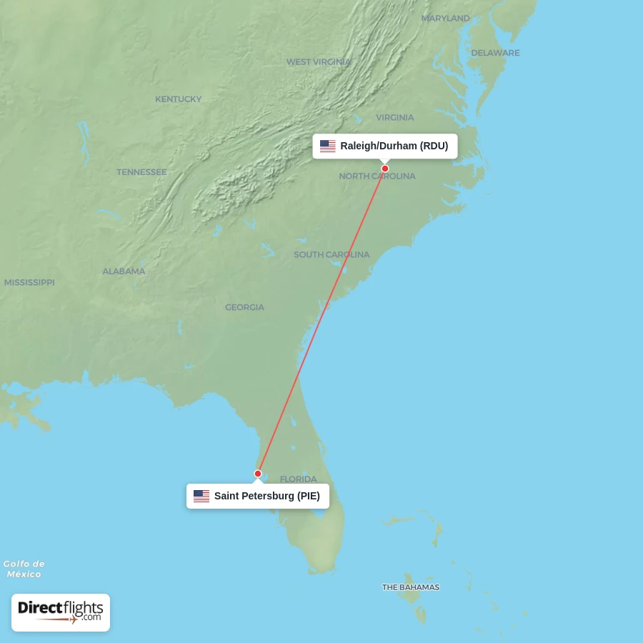 RDU - PIE route map
