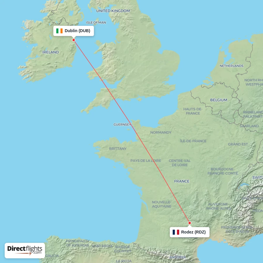 RDZ - DUB route map