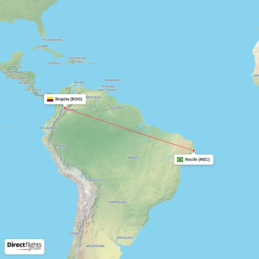 REC - BOG route map