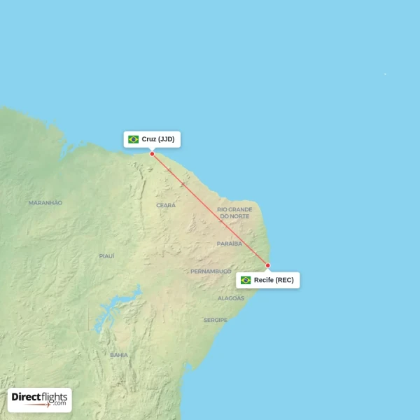 Recife - Cruz direct flight map