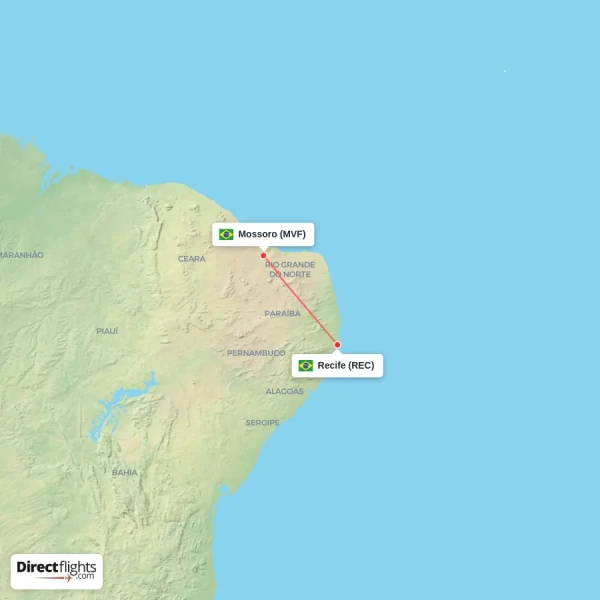 Recife - Mossoro direct flight map