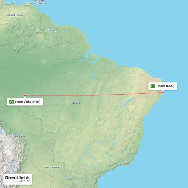 Recife - Porto Velho direct flight map