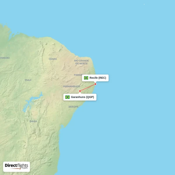 Recife - Garanhuns direct flight map