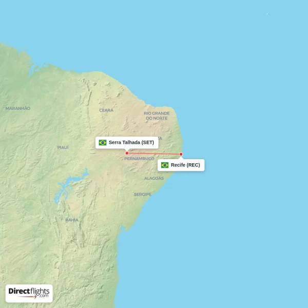Recife - Serra Talhada direct flight map