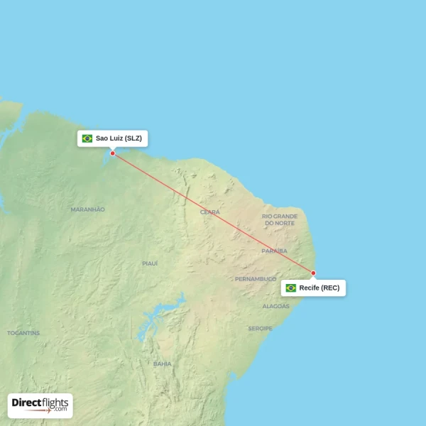 Recife - Sao Luiz direct flight map