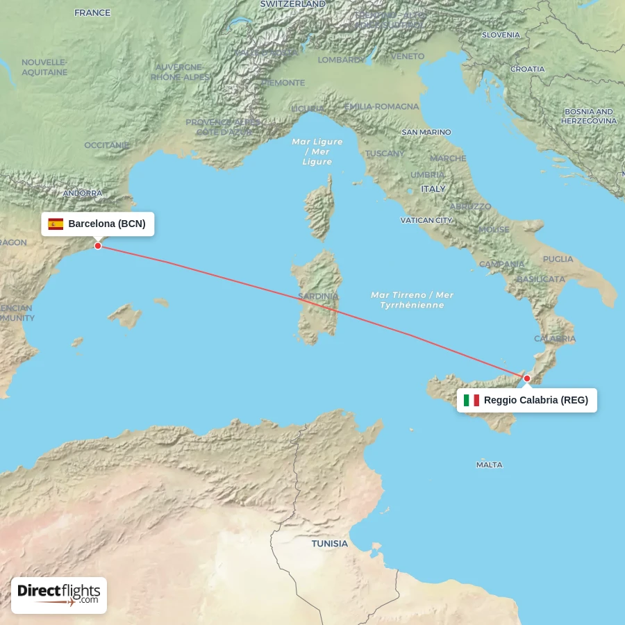 REG - BCN route map