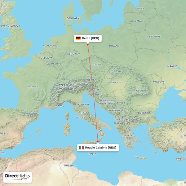 Reggio Calabria - Berlin direct flight map