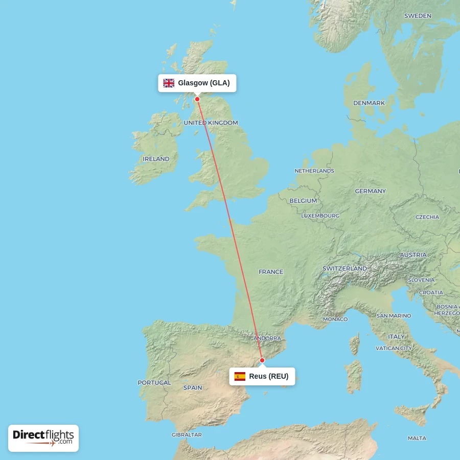 REU - GLA route map