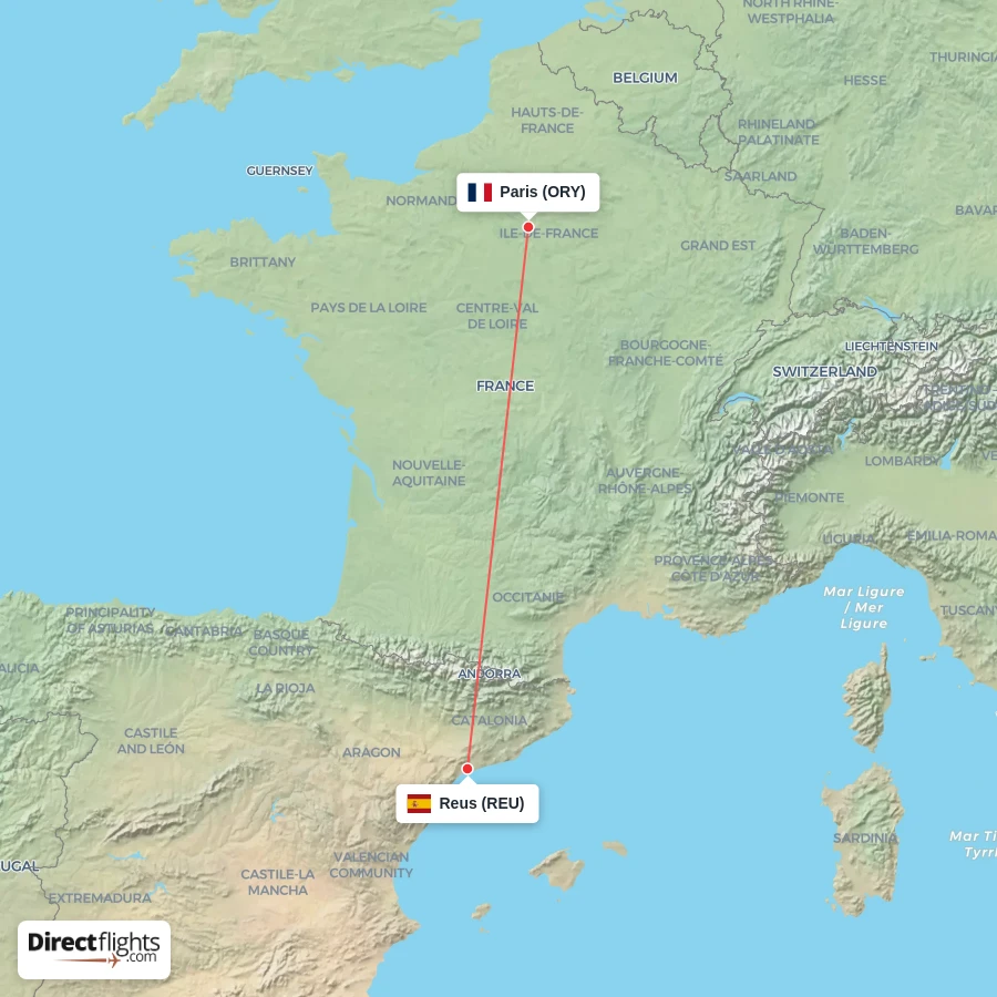 REU - ORY route map