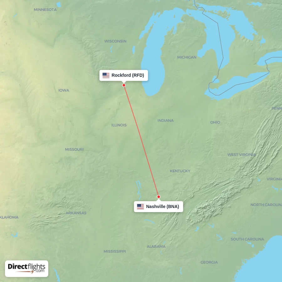 RFD - BNA route map