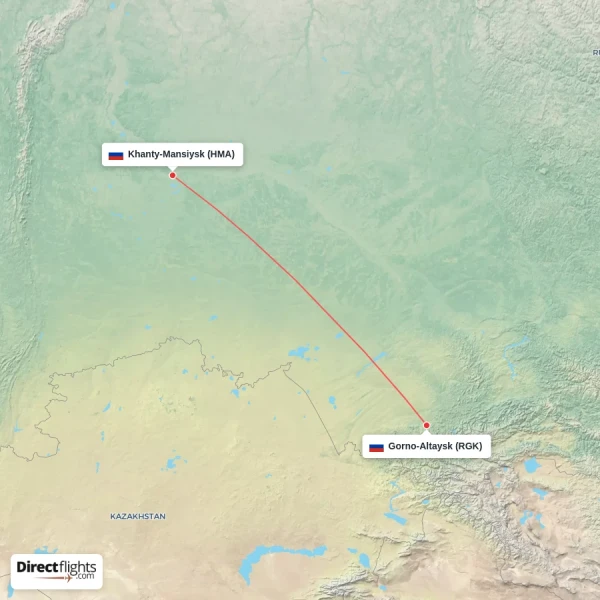 Gorno-Altaysk - Khanty-Mansiysk direct flight map