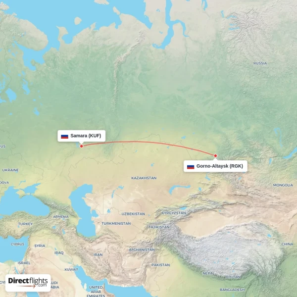 Gorno-Altaysk - Samara direct flight map