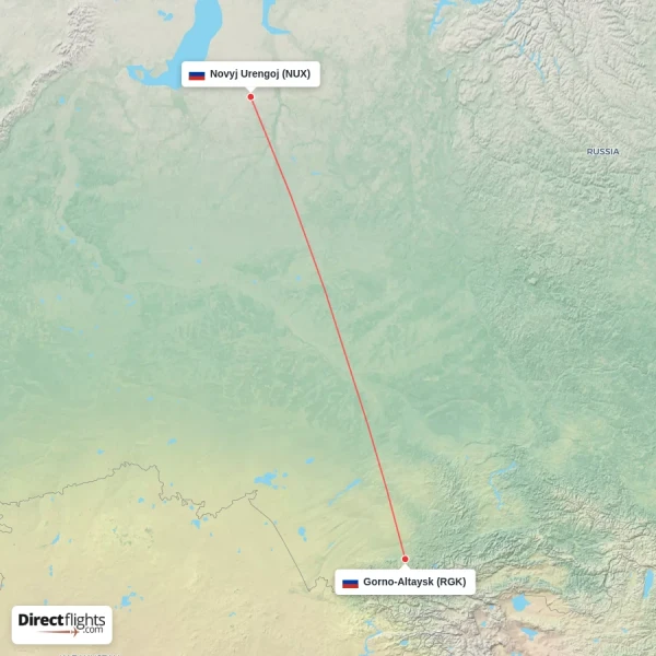 Gorno-Altaysk - Novyj Urengoj direct flight map