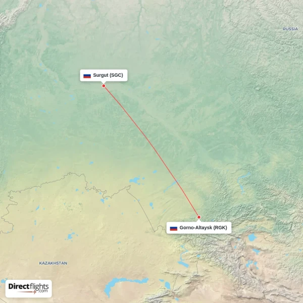 Gorno-Altaysk - Surgut direct flight map