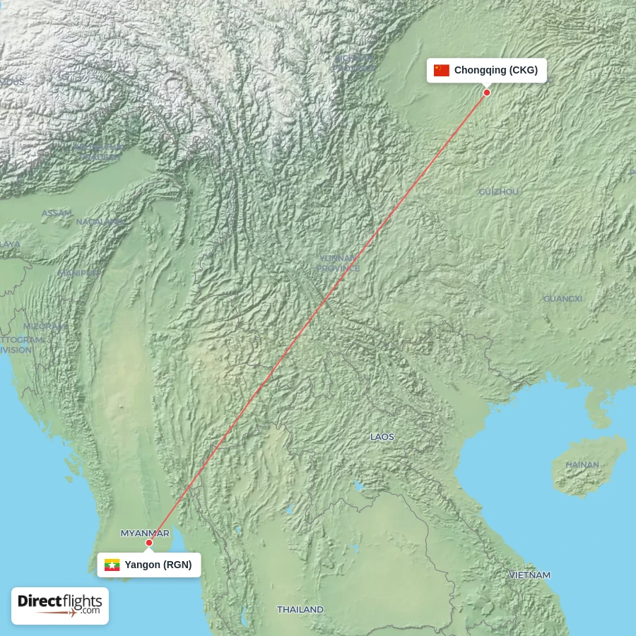 RGN - CKG route map