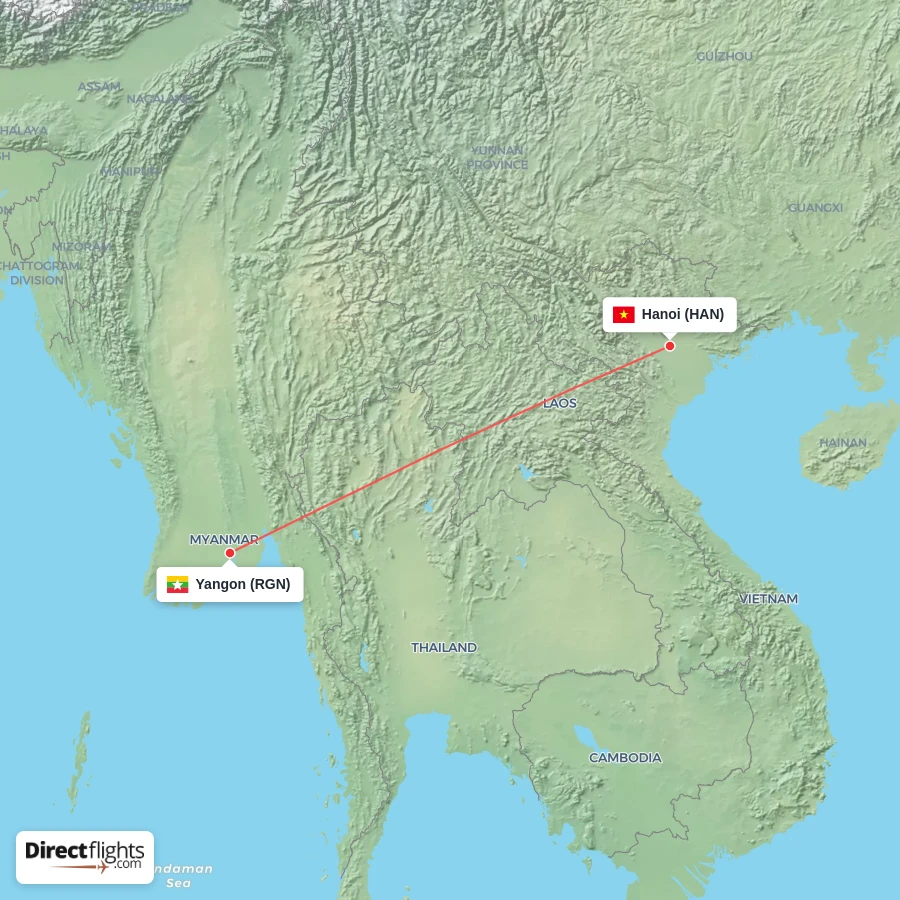 RGN - HAN route map