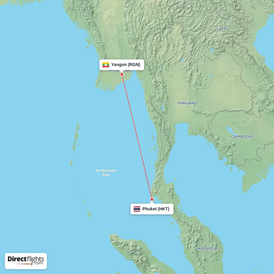 RGN - HKT route map