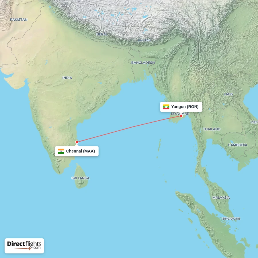 RGN - MAA route map