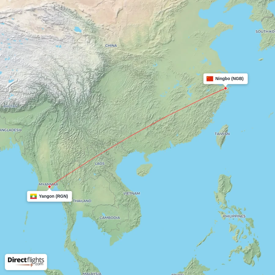 RGN - NGB route map