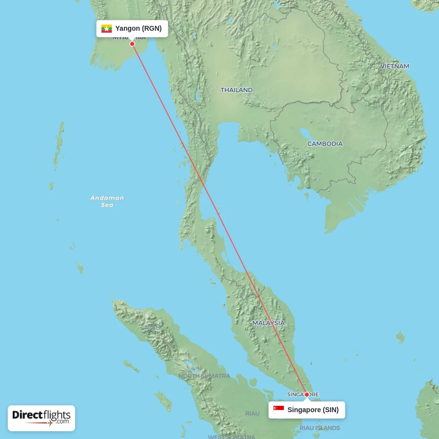 RGN - SIN route map