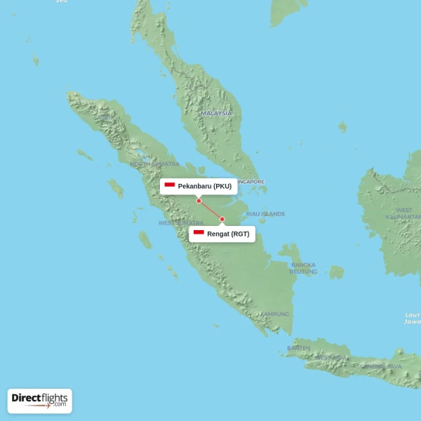 Rengat - Pekanbaru direct flight map