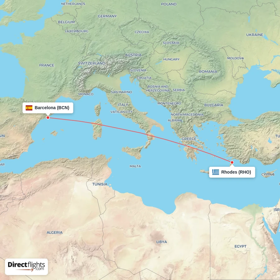 RHO - BCN route map