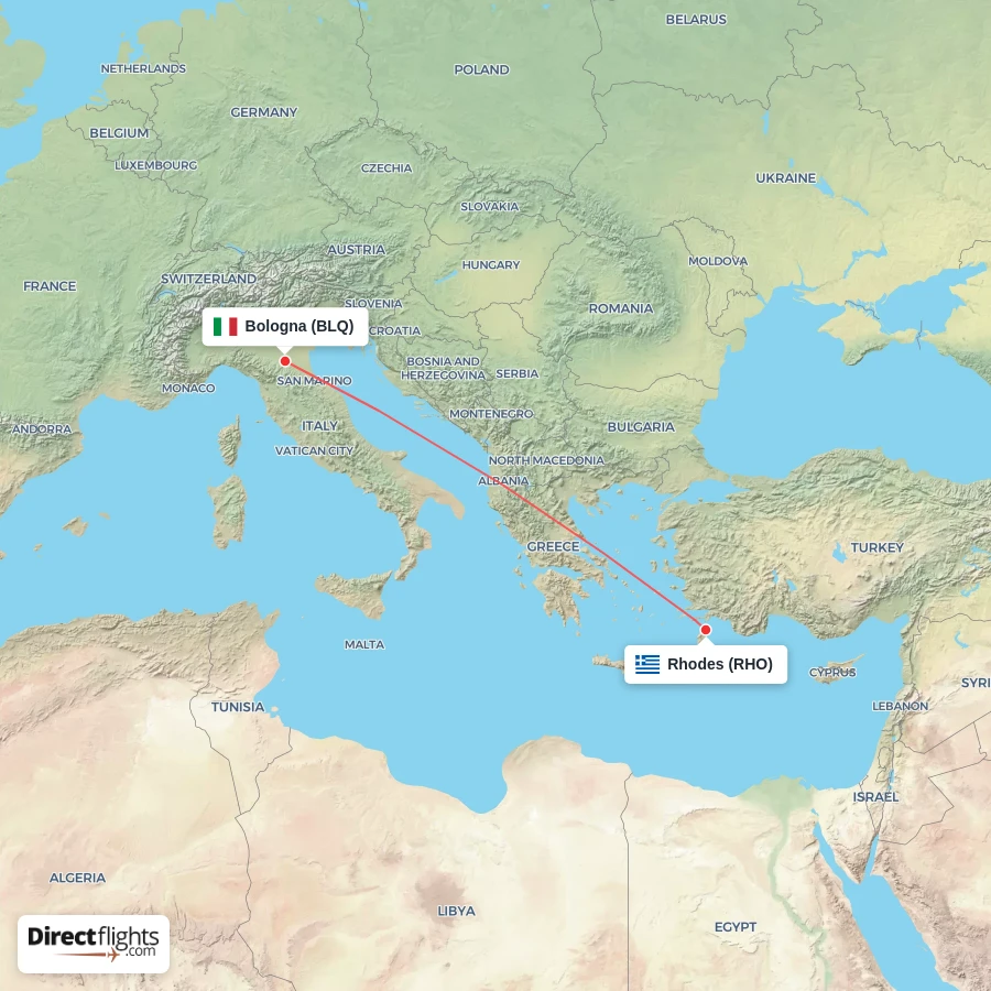 RHO - BLQ route map