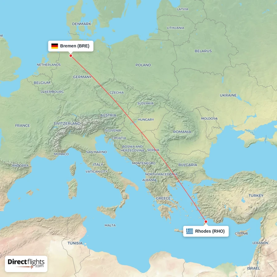 RHO - BRE route map
