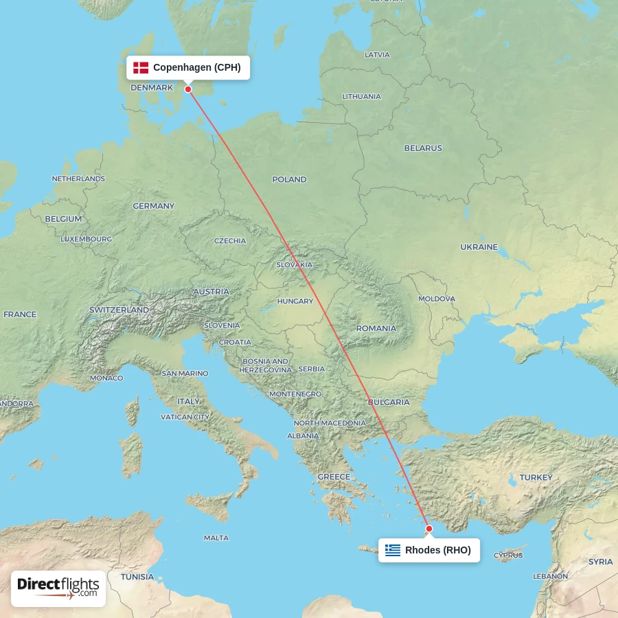 RHO - CPH route map