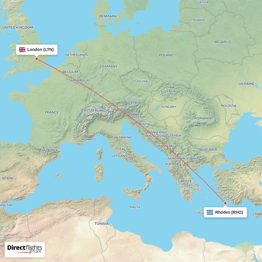 RHO - LTN route map
