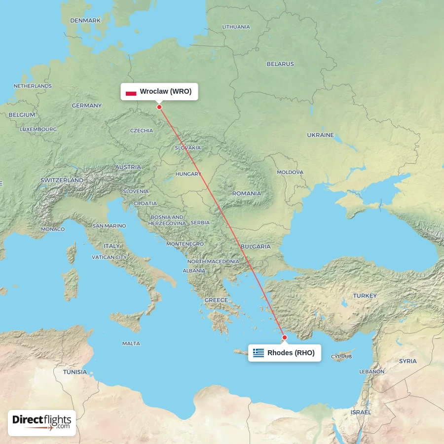 RHO - WRO route map