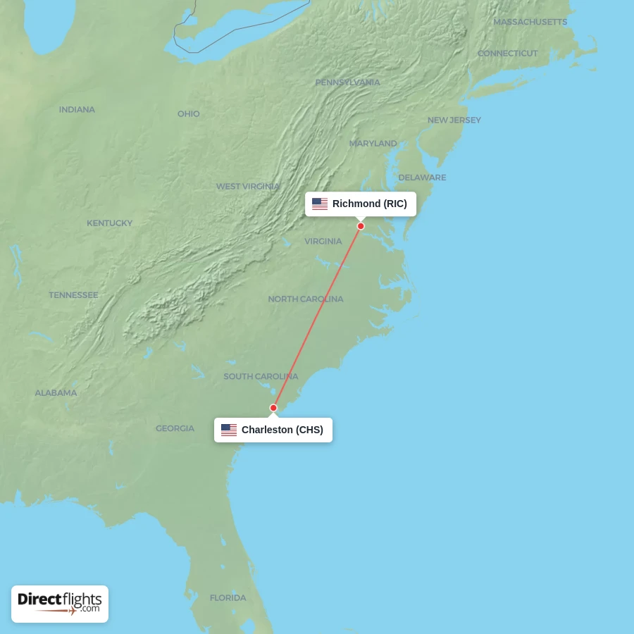 RIC - CHS route map